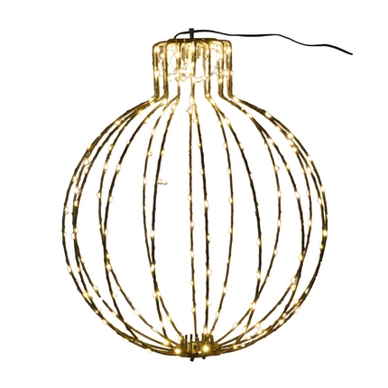 Cheqo® Verlichte Kerstbal - LED Lichtbal - Lichtbol - Kerstverlichting - Kerstbal Verlicht - 45cm - Metalen Frame - LED Buitenverlichting - Zwart