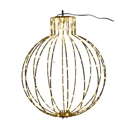 Cheqo® Verlichte Kerstbal - LED Lichtbal - Lichtbol - Kerstverlichting - Kerstbal Verlicht - 57cm - Metalen Frame - LED Buitenverlichting - Zwart