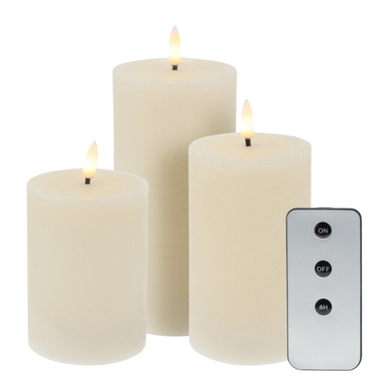 Cheqo® Oplaadbare LED Kaarsen met Bewegende Vlam - 3-Delig - Witte Wax - Met Afstandsbediening en Timer - Nep Kaarsen met Flikkerende Vlam - Dinerkaarsen