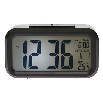 Cheqo® Digitale Wekker Zwart - Digitale Klok met Grote Cijfers - Reiswekker - LED Wekker - Alarmklok - Snooze Functie - ABS Materiaal - Zwart