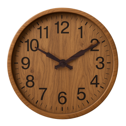 Cheqo® Luxe Wandklok - Wand Klok - Moderne Klok - Houtlook - Lichtbruin - 30 cm - Kunststof Design - Batterij