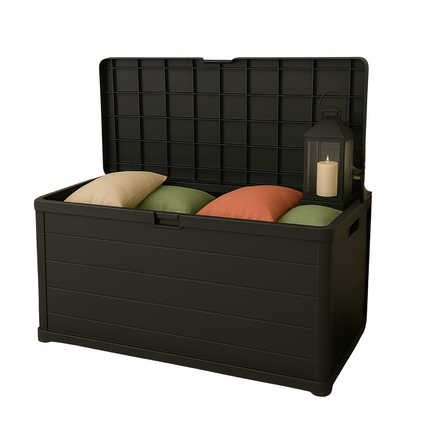 Cheqo® Kussen Opbergbox - Kussenbox - Tuinkussenbox - Tuinkussen Box - Weerbestendig & Verrijdbaar - Opbergbox Tuin voor Buiten - 340 L