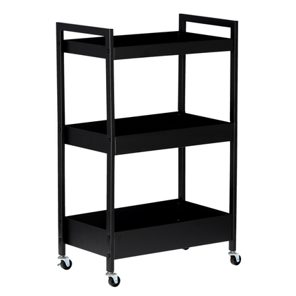 Cheqo® Keukentrolley - 3 Lagen - Metalen Frame - Zwart - Met Wielen