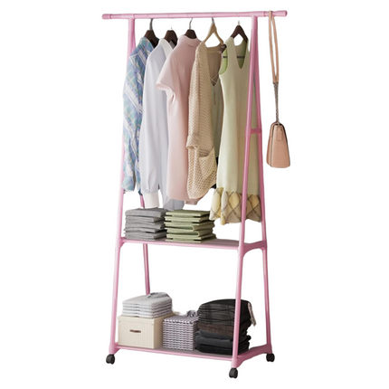 Cheqo® Kledingrek - Kledingkast - Garderobe Verrijdbaar - 85x42x160 cm - Metaal - Met Leggers - Roze