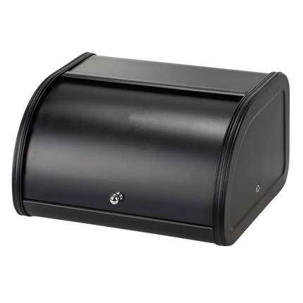 Cheqo® Broodtrommel - Ruimtebesparend - Verhouddoos - Brooddoos - Brood Bewaren - 25 cm - Mat Zwart - Met Schuifdeksel