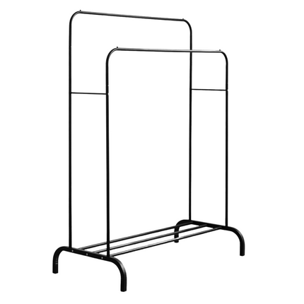 Cheqo® Kledingrek Metaal Zwart - Garderoberek - Met Schoenenrek - 110x57x146 cm - Eenvoudige Montage - Stijlvolle Opbergruimte