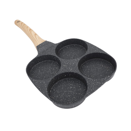 Cheqo® Pannenkoekenpan - 4 Vakjes - Anti-aanbaklaag - Aluminium - Bakelieten Handgreep