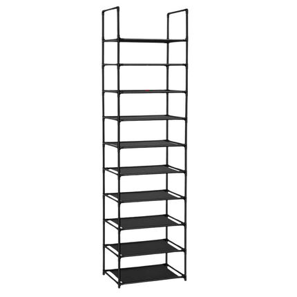 Cheqo® XL Schoenenrek Metaal - Opbergsysteem voor Schoenen - 10 Lagen - Voor 20 Paar Schoenen - 58x28x175 cm - Zwart