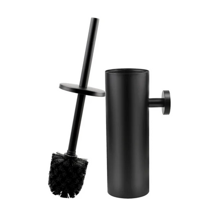 Cheqo® Zwarte Toiletborstel Met Wandhouder -  Wc Borstel - Toilet Borstel Houder - RVS - 35 cm Hoog - Moderne