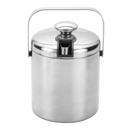 Cheqo® Luxe RVS Dubbelwandige IJsemmer - 1.3 Liter - Inclusief Tang - Wijnkoeler - Champagne Emmer -  IJsblokjesemmer - Ideaal als Wijnkoeler