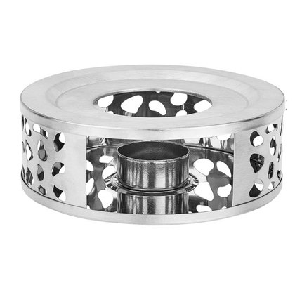 Cheqo® Theelichthouder voor Theepot - Set 2 Stuks - RVS Rechaud - 15 cm - Voor Thee