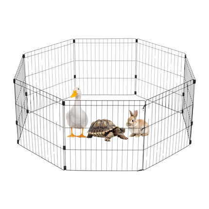 Cheqo® Hondenren - Puppyren - Opvouwbaar - Zwart Metaal - Met Deur - Ren - Ook voor Konijnen en Cavia - Ideaal voor Kleine Honden