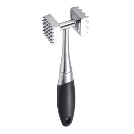 Cheqo® Vleeshamer Zink - Vleesvermalser - Vleesprikker - Schnitzelhamer - Vamer voor Schnitzel - Vleesklopper - Dubbelzijdig - Ergonomisch - 21.5 cm - Met Ophangoog