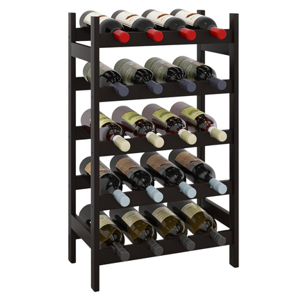 Cheqo® Wijnrek Bamboe - Flessenrek - Wijnflesrek - Wijnmeubel Voor 20 Flessen - Bruin Gelakt - Met Anti-Kras Rubbers