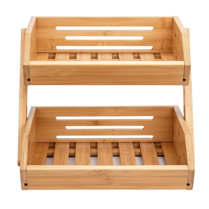 Cheqo® Bamboe Groente- en Fruitrek - Fruitmand - Fruitschaal - Aardappelbak - Aanrecht Organiser - Fruitkistje - Etagere - Compacte Opslag - Duurzaam Bamboe