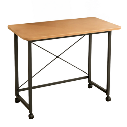 Cheqo® Inklapbare Wandtafel - Bijzettafel - Laptop Tafel - Haltafel - Bedtafel - Zwart Metaal - Met Wielen