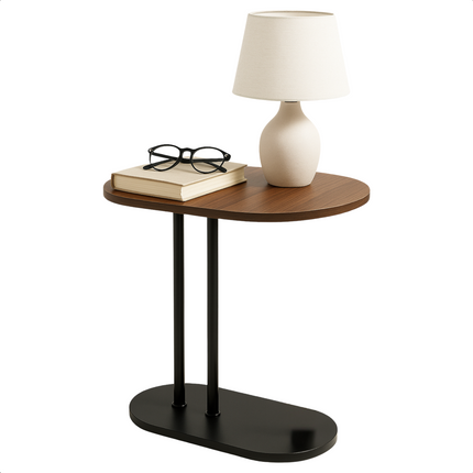 Cheqo® Moderne Bijzettafel - Salontafel Set - Bijzet Tafel Set - Laptoptafel - Banktafel - Nachtkastje - Bruin Metaal - Compacte Laptoptafel - MDF