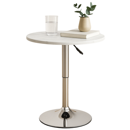 Cheqo® Luxe Ovale Bijzettafel - Verstelbare Ovale Tafel - Marmer Look - Salontafel Draaibaar - MDF & Metaal - Wit