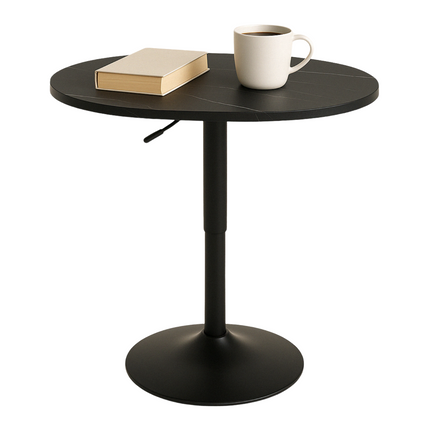 Cheqo® Luxe Bijzettafel Ovaal - Verstelbare Ovale Tafel - Marmer Look - Salontafel Draaibaar - MDF & Metaal - Zwart