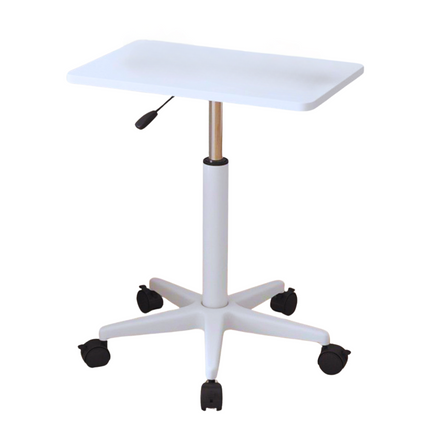 Cheqo® Verstelbare Bijzettafel op Wieltjes - Nachtkastje - Bedtafel - Tafelt - Banktafel - Laptoptafel - Bijzet Tafel Wielen - MDF Wit