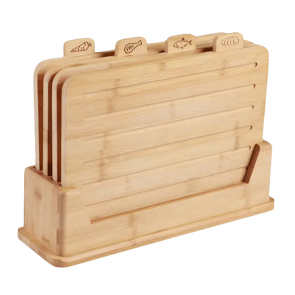 Cheqo® Bamboe Snijplank Set - Antibacterieel Snijplanken Set - Extra Dikke Planken - Inclusief Standaard - Voor Brood en Meer