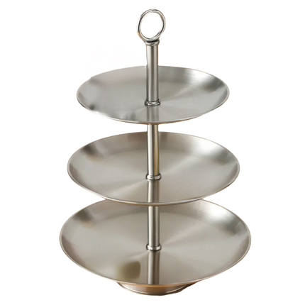 Cheqo® Etagere 3-Laags - RVS Serveerschaal - 34 cm Hoog - Ideaal voor High Tea - Serveer Schaal - Borrelplank