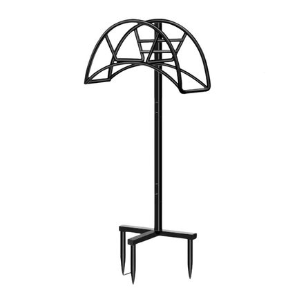 Cheqo® Tuinslanghouder Metaal - Tuinslang Standaard - Slanghouder - Staand met Grondpinnen - 50 Meter Capaciteit - Zwart