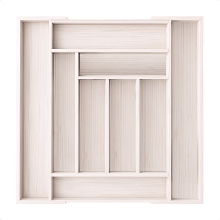 Cheqo® Uitschuifbare Bamboe Bestekbak - Keukenlade - Besteklade Uitschuifbaar - Verstelbare Lade Organizer - Bestekhouder - Wit