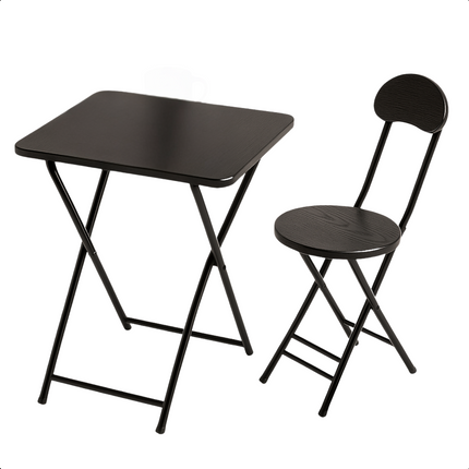Cheqo® Universele Tafel Set met Stoel - Bureau - Eettafel - Kindertafel - Klaptafel Met Stoel - Ideaal voor Kinderen - Kinderkamer - MDF - Zwart