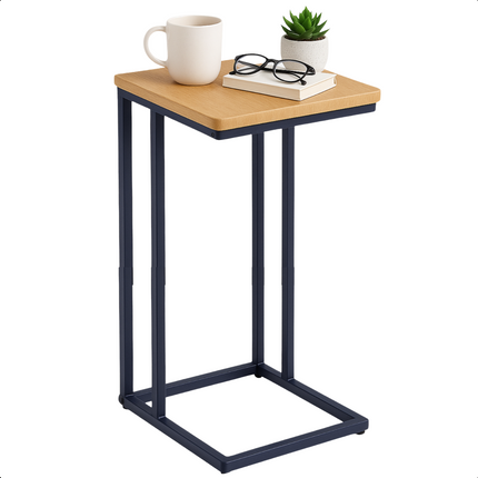 Cheqo® Bijzettafel - Bedtafel - Laptoptafel - Banktafel - Bijzettafeltje - Salontafel - Bijzet Tafel - Metaal - Marmeren MDF Tafelblad - Kleine Moderne Tafel - Hout