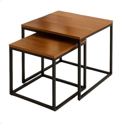 Cheqo® Industriële Bijzettafels Set - Salontafel - Bijzettafeltje - Bijzettafel Set - Bijzet Tafel - Moderne Nesting Tafels - MDF & Metaal