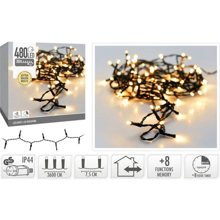 S.i.a. Led Verlichting 480 Led'S 3600 Cm Extra Warm Wit Zwart