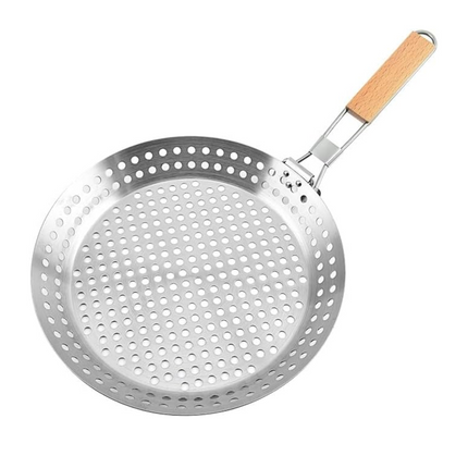 Cheqo® Roestvrijstalen Barbecue Grillpan met Inklapbaar Handvat - Grote Pan voor op de Barbecue - BBQ Pan