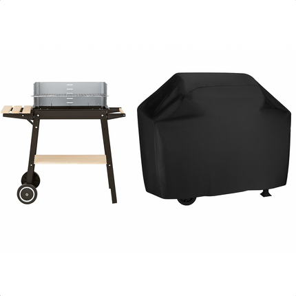 Cheqo® Afdekhoes voor Rechthoekige Barbecue - BBQ Hoes - Barbecuehoes - Barbecue Hoes - 95x50x75cm - Zwart - Polyester - Incl. Opbergzak met Rits