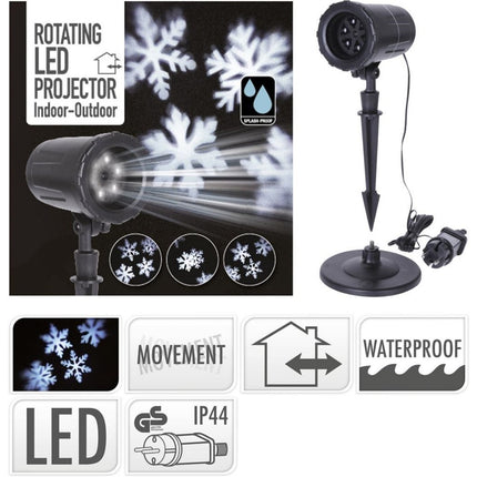 S.i.a. Led Projector Sneeuwvlokken Voor Binnen En Buiten Zwart