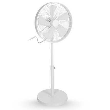 Cheqo® Statiefventilator - Ventilator - Fan - Robuust & Krachtig - 50W - Metalen Voet - 3 Luchtstroomsnelheden - 40cm Diameter - Verstelbaar 90-120cm Hoogte - Wit - 6.5kg