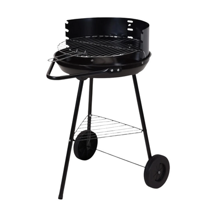 Cheqo® Verrijdbare Houtskoolbarbecue - BBQ met Windscherm - Houtskool BBQ - 70cm Hoogte - 38cm Diameter Grilrooster - 43cm Diameter Barbecue - Met Windscherm