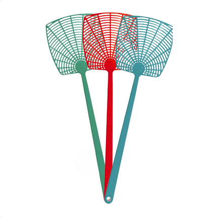 Cheqo® Vliegenmepper Set - Kunststof - Vliegenvanger - Lang Handvat - Rood/Blauw/Groen - Perfect voor Huis en Tuin