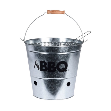 Cheqo® BBQ Emmer - Barbecue Emmer - Portable BBQ - Zink - Ø 19 cm - Met Handgreep - Houtskoolbarbecue