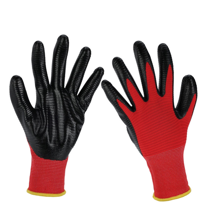 Cheqo® Werkhandschoenen 6 Paar - Bouw Handschoenen Set - Veiligheidshandschoenen Zwart Rood - Maat M L XL - Werk Handschoenen