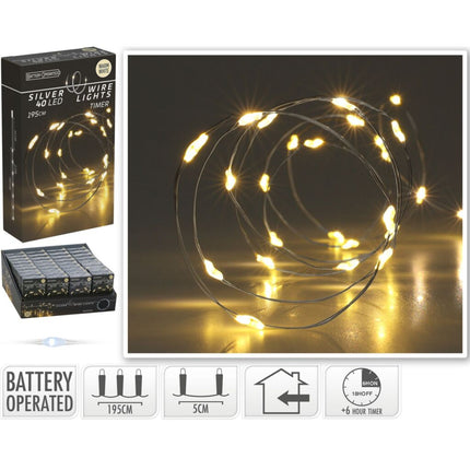 Overige Merken Led Zilverdraad 40 Led'S 195 Cm Warm Wit