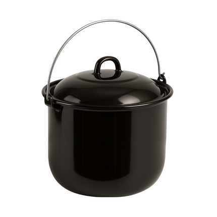 Cheqo® Outdoor Kookpan - Camping Pan - 24 cm Enamel - Geschikt voor Barbecue en Open Vuur - BBQ Pan