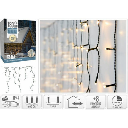 S.i.a. Led Ijspegelverlichting 180 Led'S 600 Cm Warm Wit Zwart