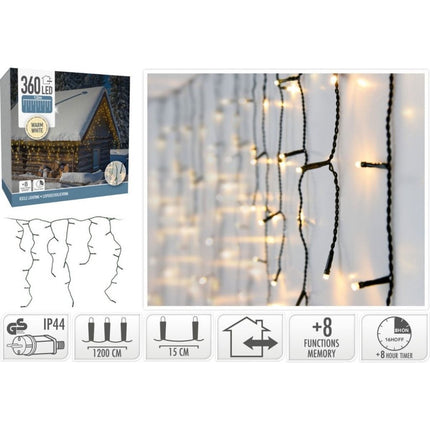 S.i.a. Led Ijspegelverlichting 360 Led'S 1200 Cm Warm Wit Zwart