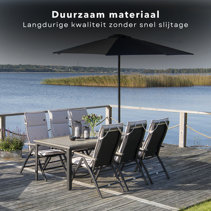 Cheqo® Luxe Parasol - Tuinparasol - Balkonparasol - Donkergrijs - UV-bescherming - Weerbestendig - Waterafstotend