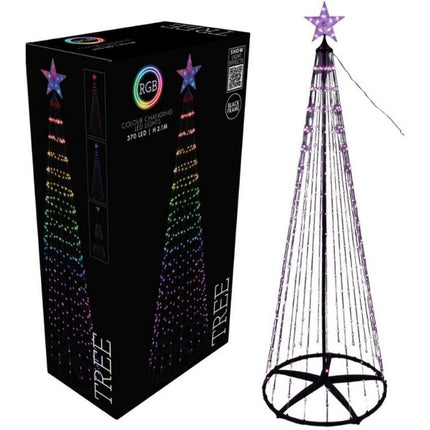 Overige Merken Rgb Led Kerstboom 370 Led'S 210 Cm Zwart
