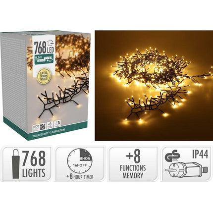S.i.a. Cluster Led-Verlichting 768 Led'S 990 Cm Extra Warm Wit Zwart