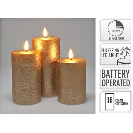 S.i.a. Decoratie Led Kaarsen Set Goud