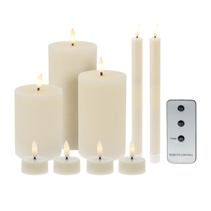 Cheqo® LED Kaarsenset - Led Kaarsen met Afstandsbediening - Dinerkaars - Waxinelicht - Led Kaars met Flikkerende Vlam - Beweegbare Vlam - 9-Delig Met Afstandsbediening - Ivoor Wax