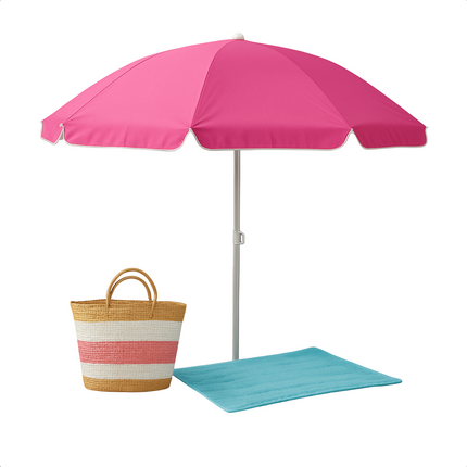 Cheqo® Strandparasol 200 cm - Strand Parasol - Ook voor Balkon - UV-bescherming - Opvouwbaar en Kleurrijk - Ideaal voor Strand